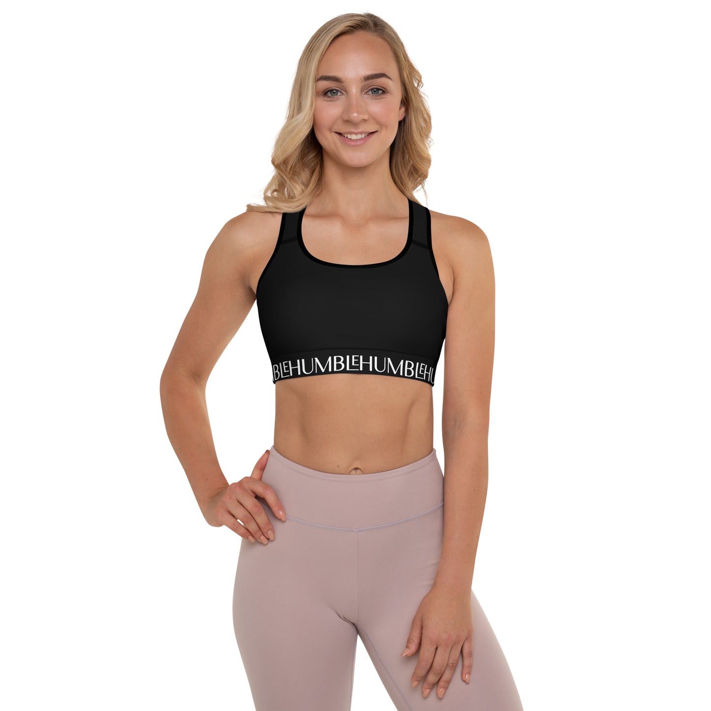 Humble Sportswear women's color match black medium intensity padded sports bra 