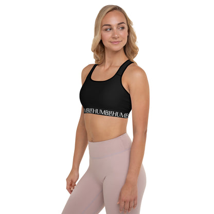 Humble Sportswear women's color match black medium intensity padded sports bra 