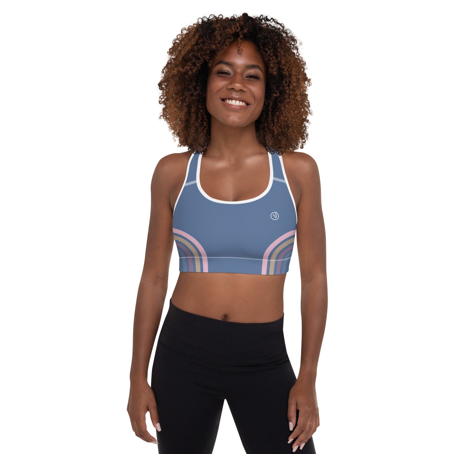 Humble Sportswear women's abstract stone blue sports bra medium impact 