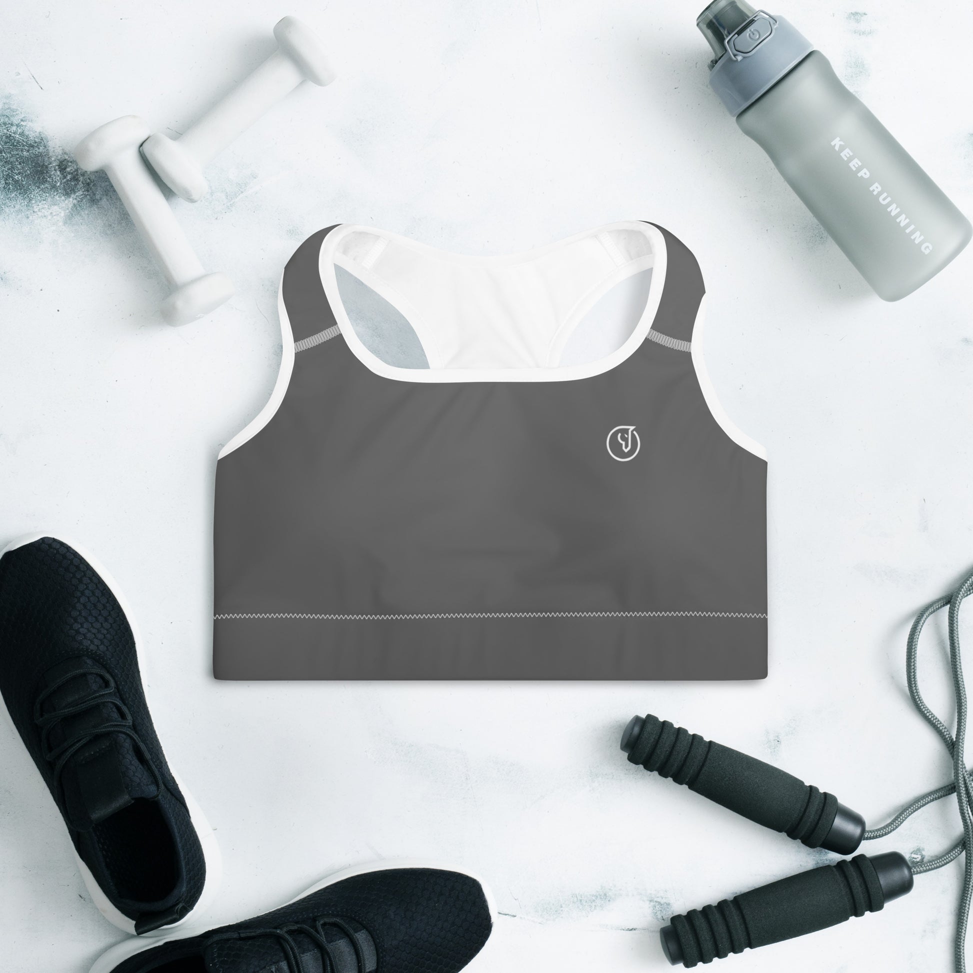 Humble Sportswear women's grey moisture-wicking sports bra