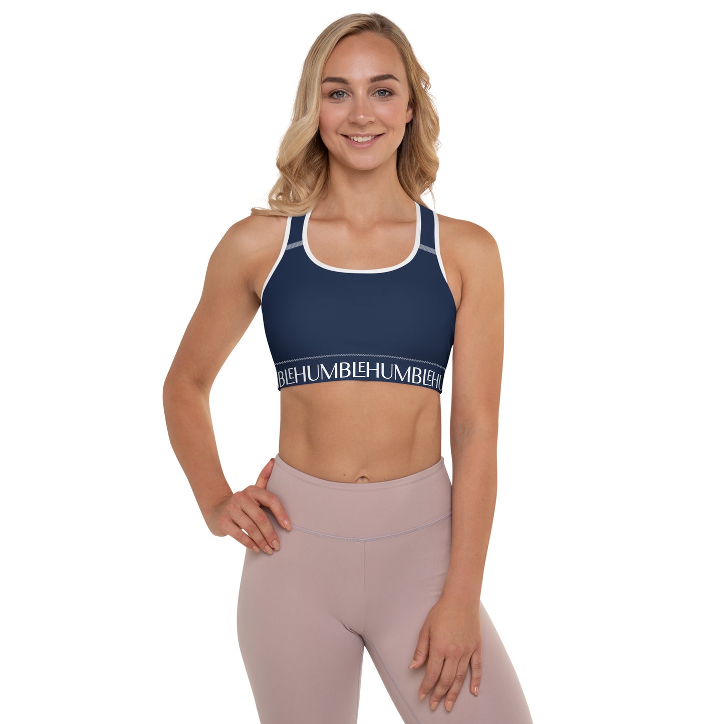 Humble Sportswear women's navy color match medium impact padded dri fit sports bra 