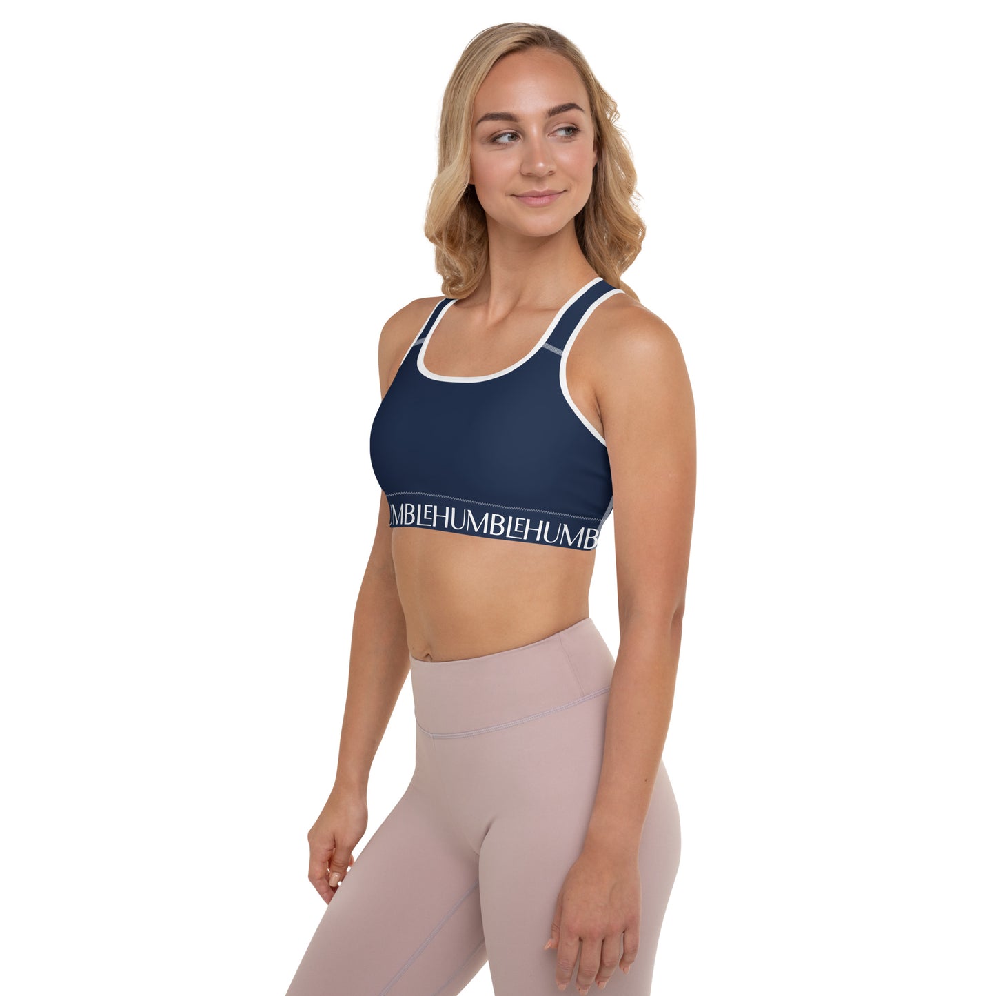 Humble Sportswear women's navy color match medium impact padded dri fit sports bra 