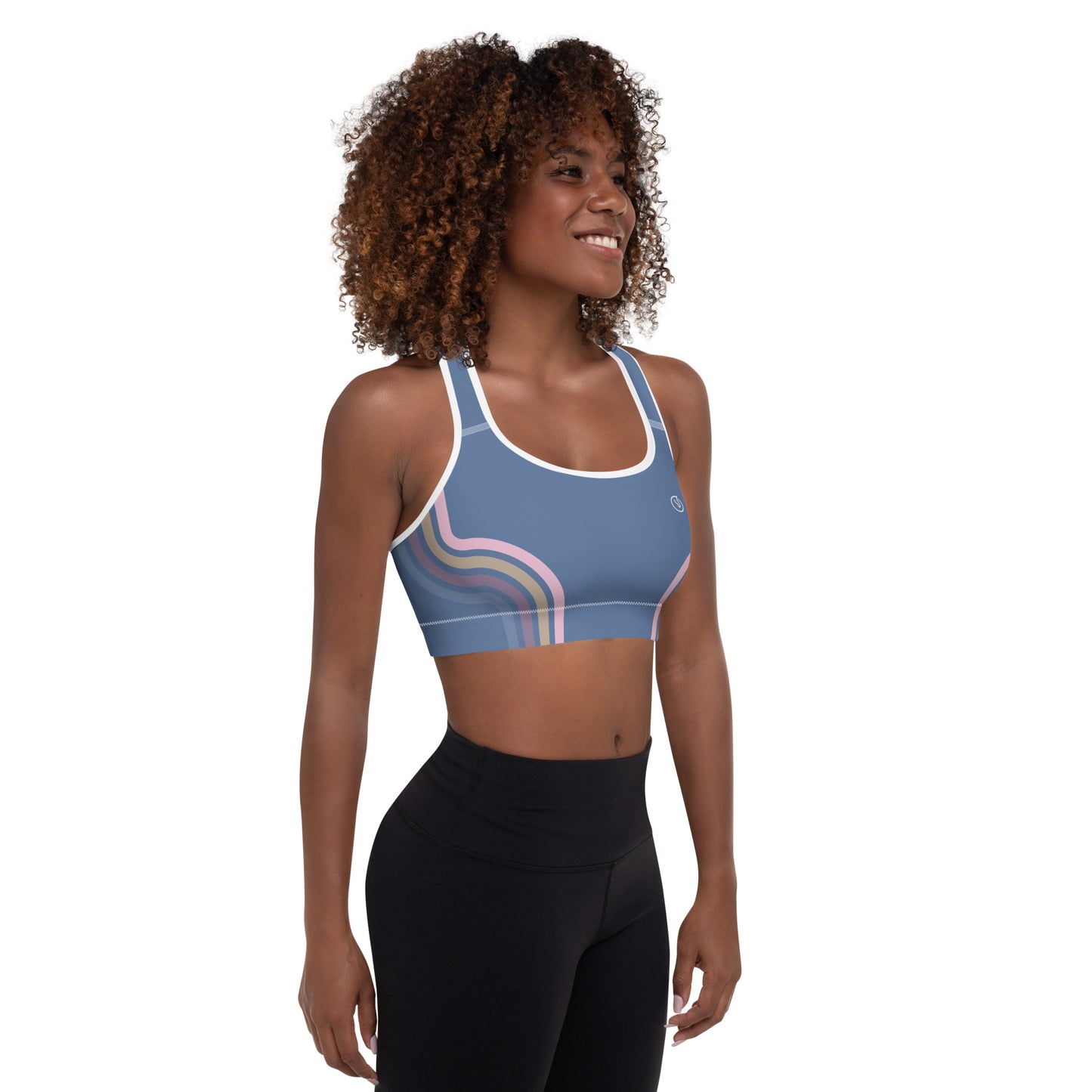 Humble Sportswear women's abstract stone blue sports bra medium impact 