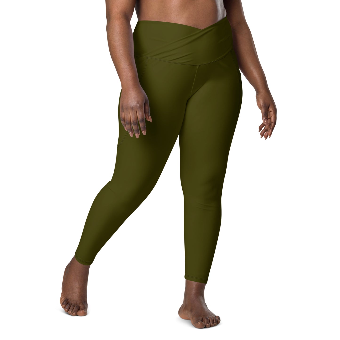 Humble Sportswear, women's high waisted pocket leggings for activewear in the color green