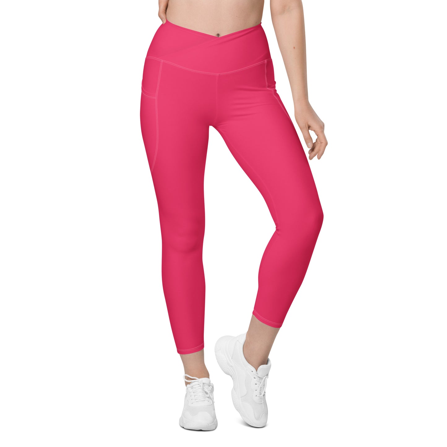 Humble Sportswear, women's pink high waist crossover pocket leggings 