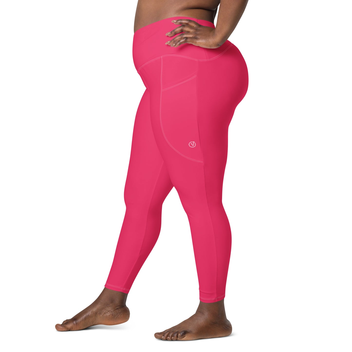 Humble Sportswear, women's pink high waist crossover pocket leggings 