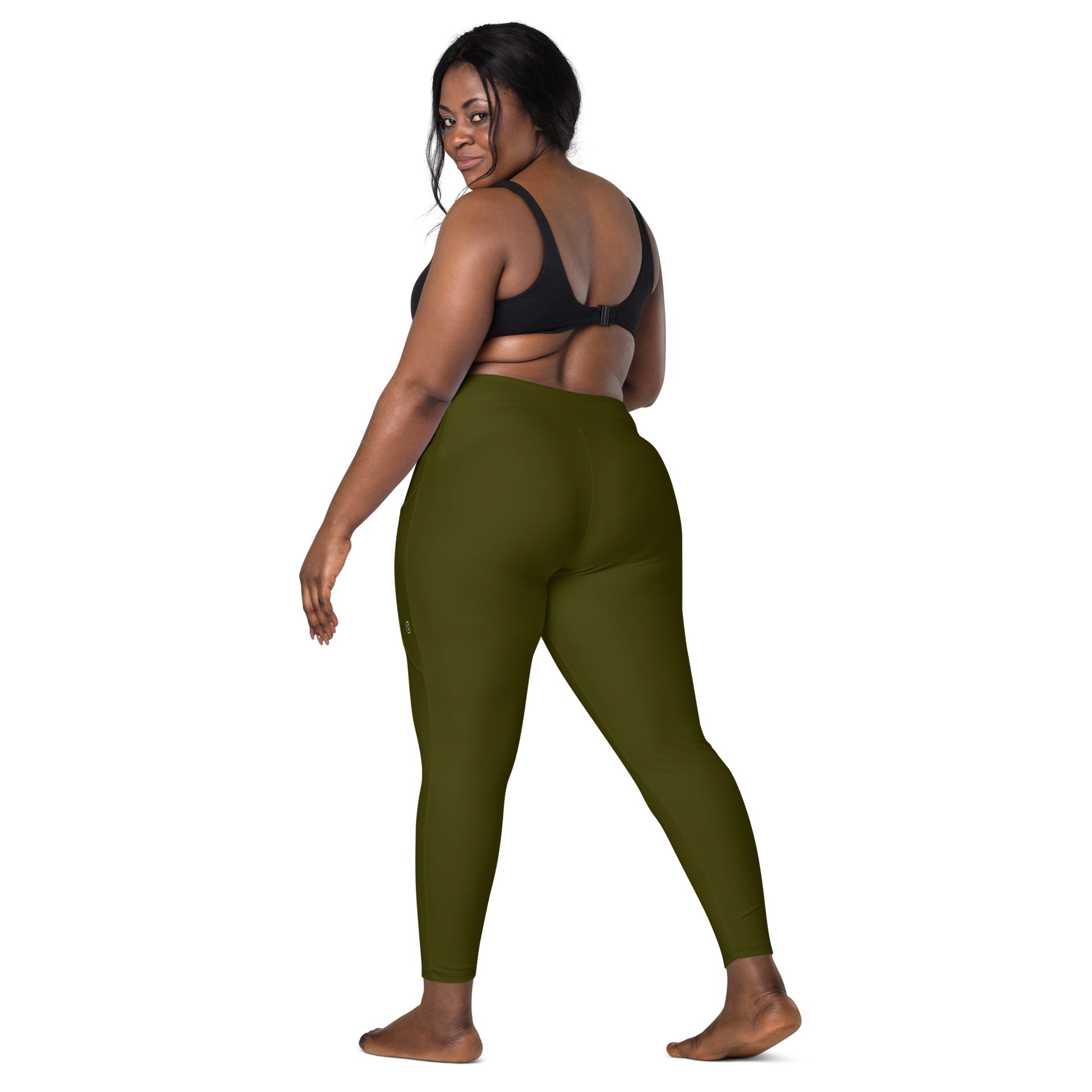 Humble Sportswear, women's high waisted pocket leggings for activewear in the color green