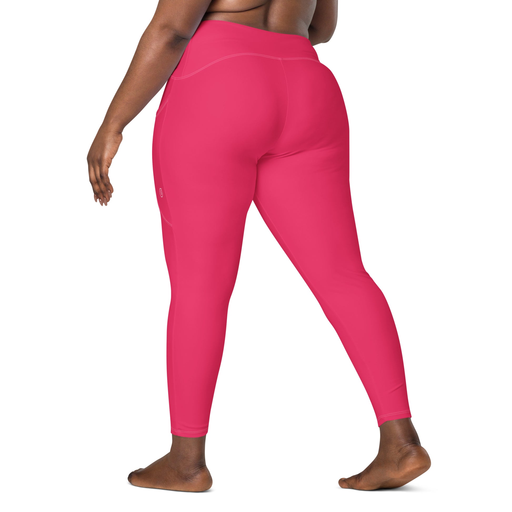 Humble Sportswear, women's pink high waist crossover pocket leggings 