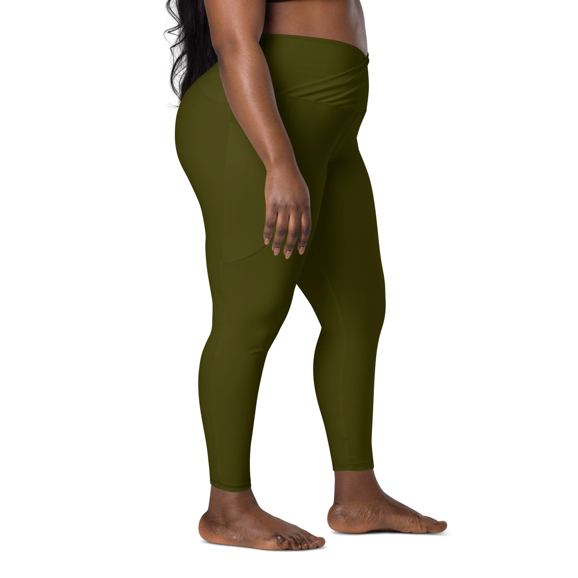 Humble Sportswear, women's high waisted pocket leggings for activewear in the color green