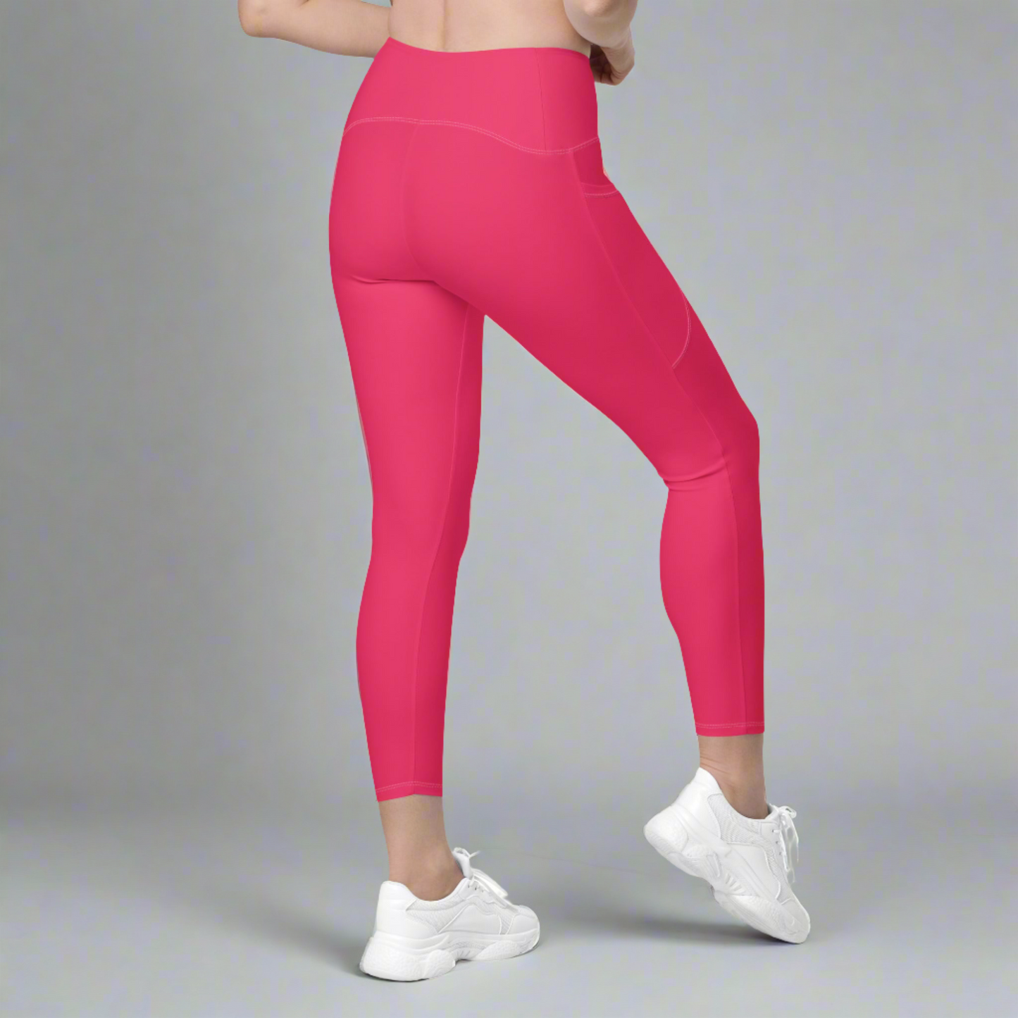 Humble Sportswear, women's pink high waist crossover pocket leggings 