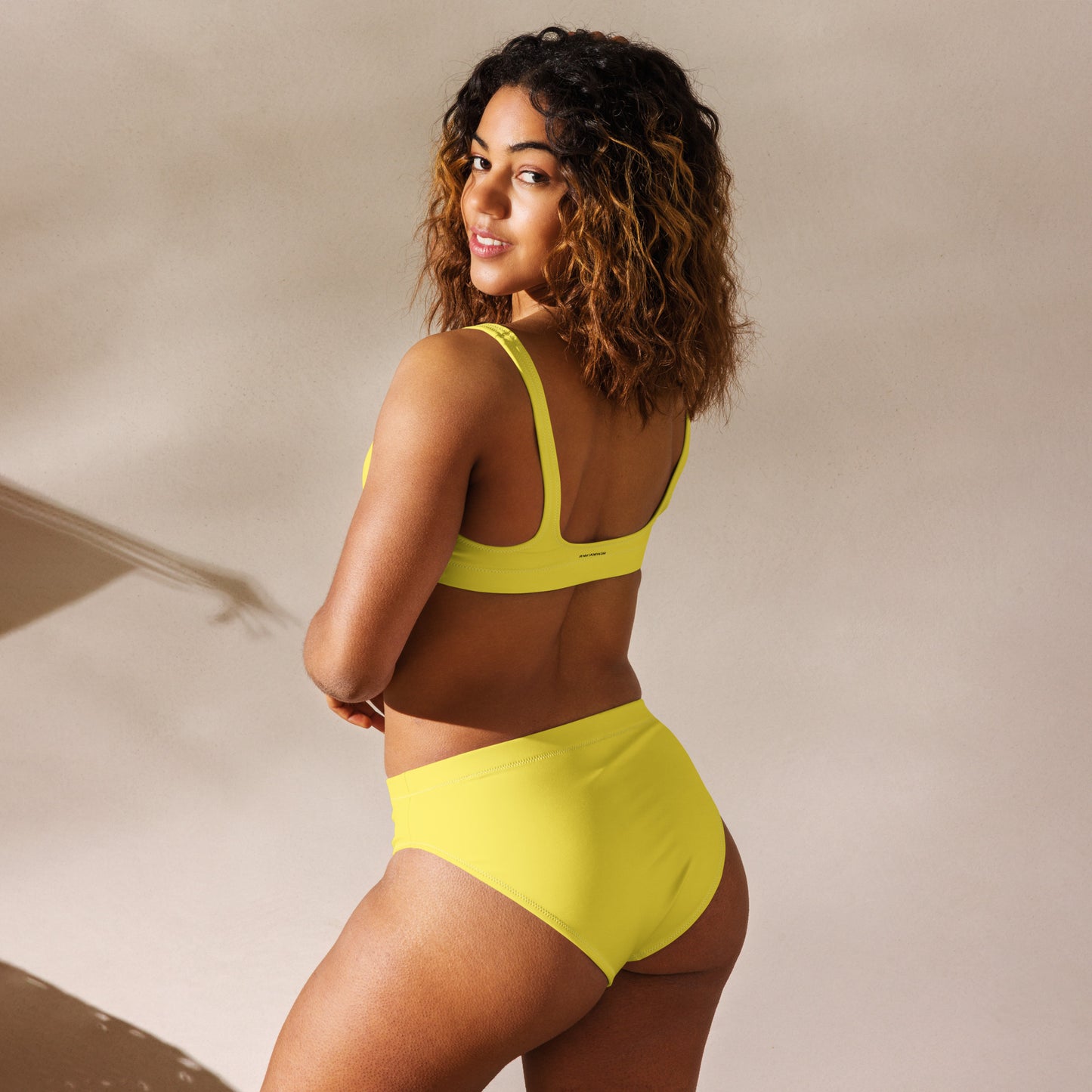 Humble Sportswear, women's Color Match yellow high waisted sport bikini set