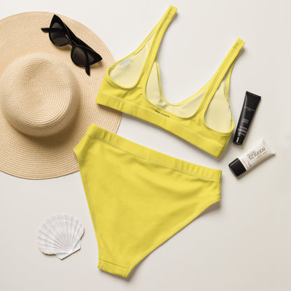 Humble Sportswear, women's Color Match yellow high waisted sport bikini set