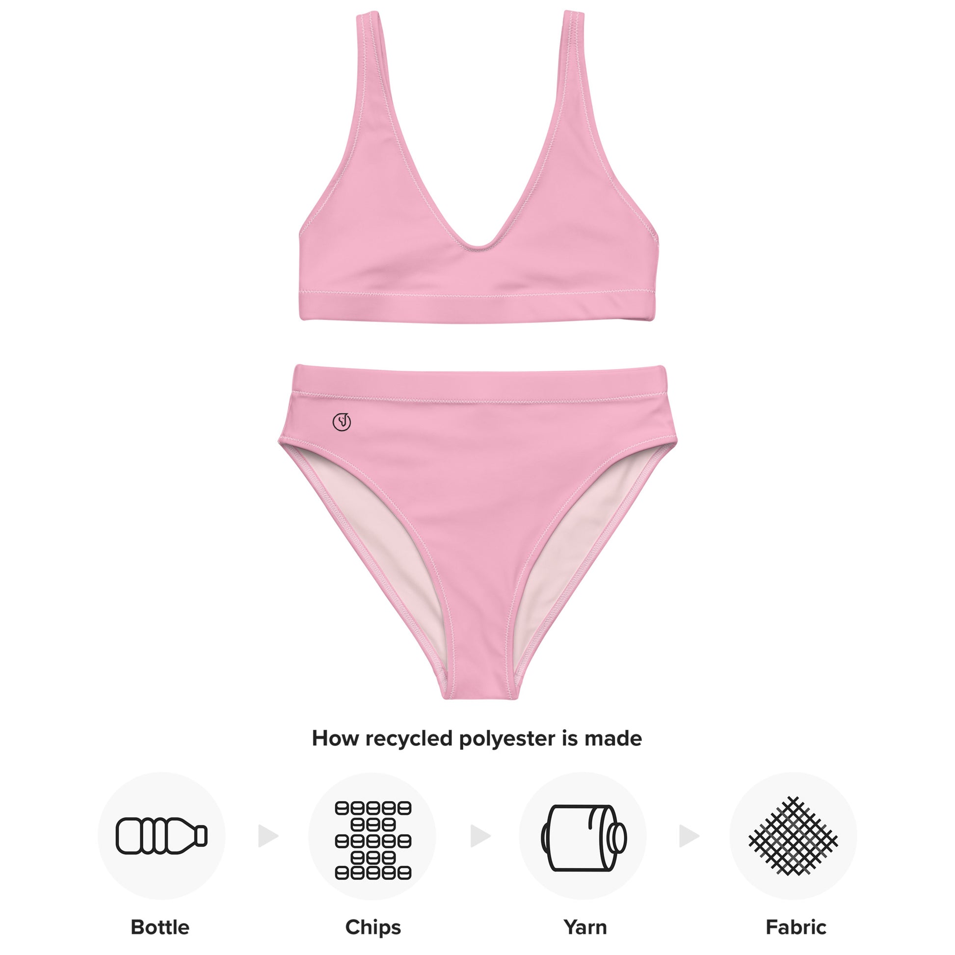 Humble Sportswear, women's Color Match pink athletic bathing suit set, high waisted sport bikini