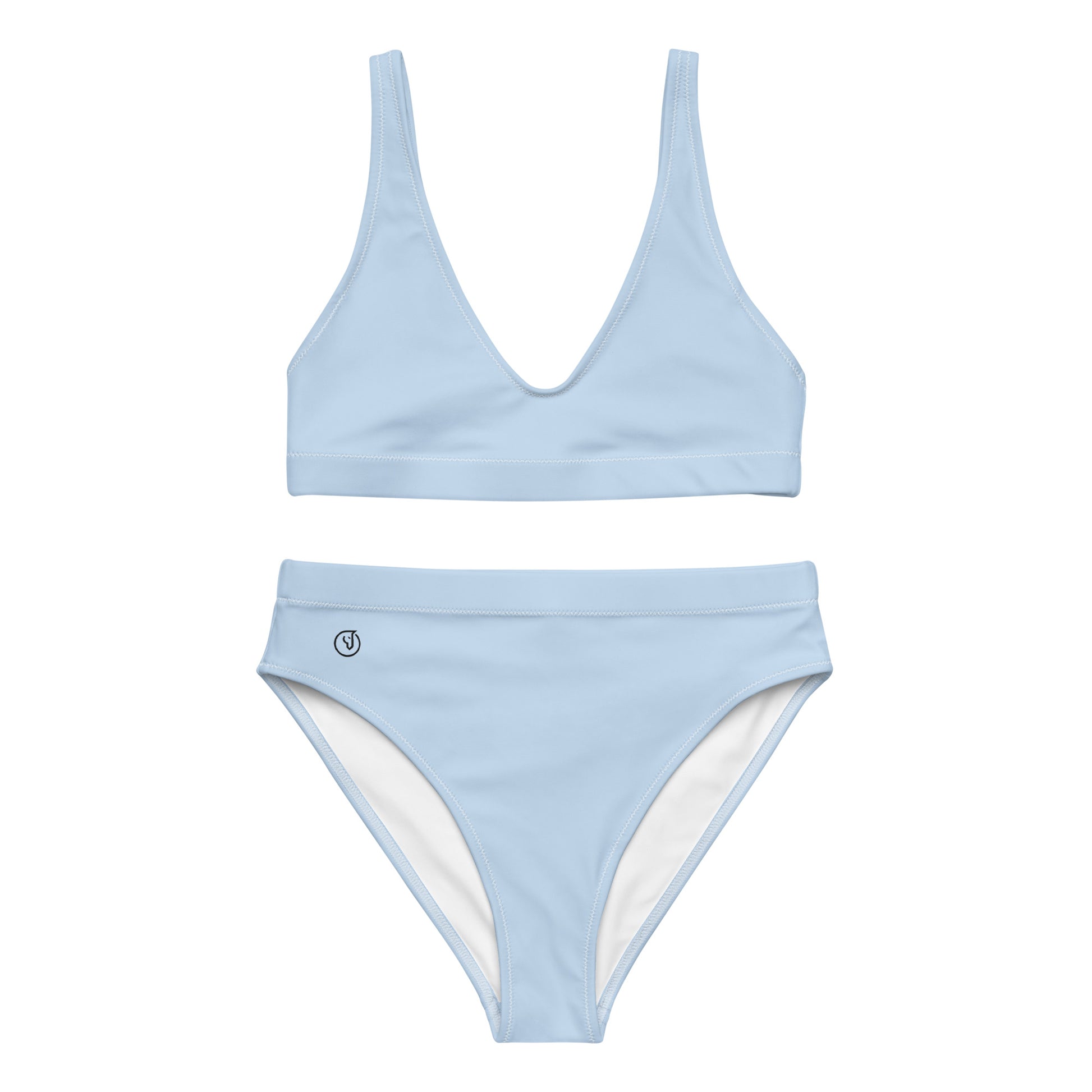 Humble Sportswear, women's Color Match ice blue high waisted sport bikini set
