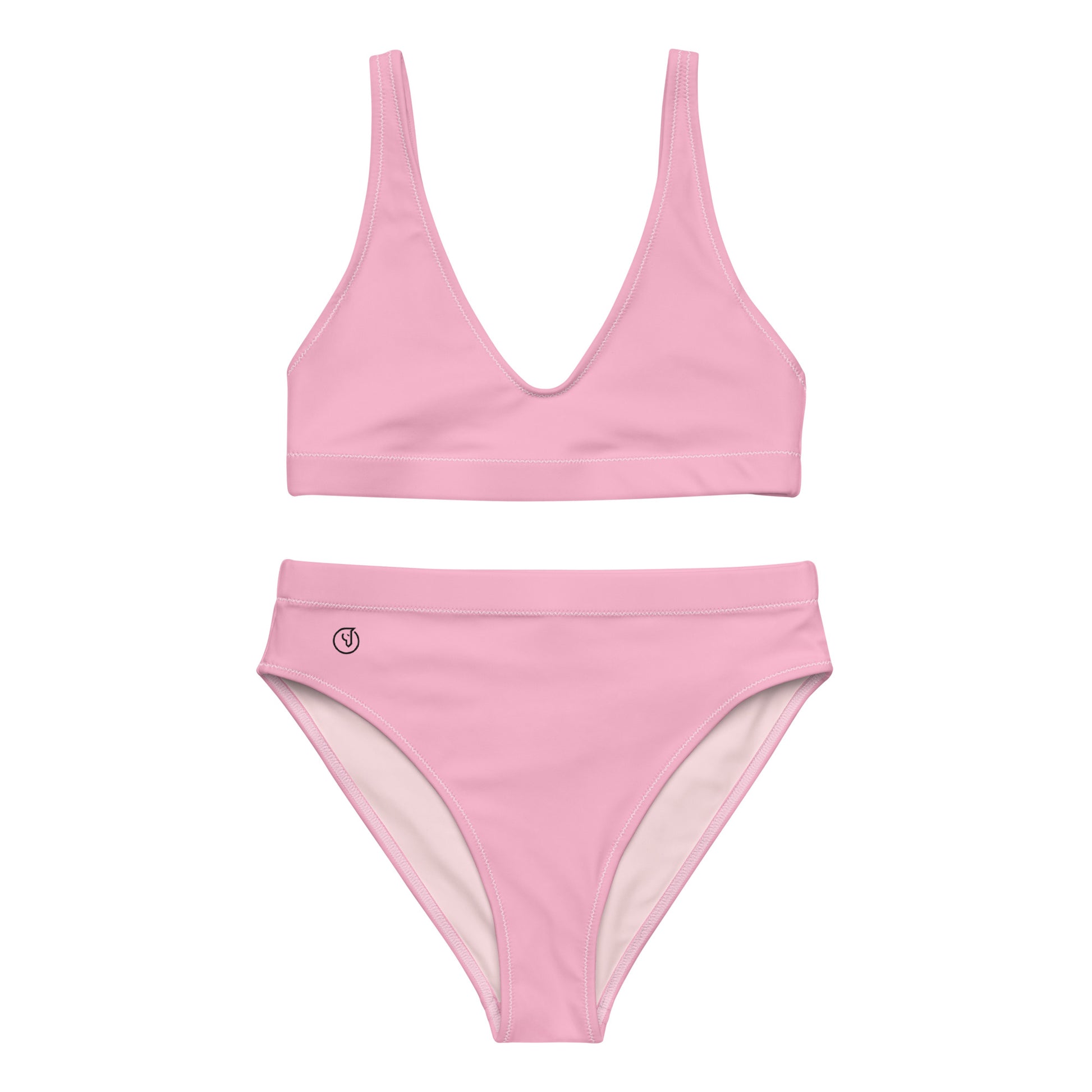 Humble Sportswear, women's Color Match pink athletic bathing suit set, high waisted sport bikini