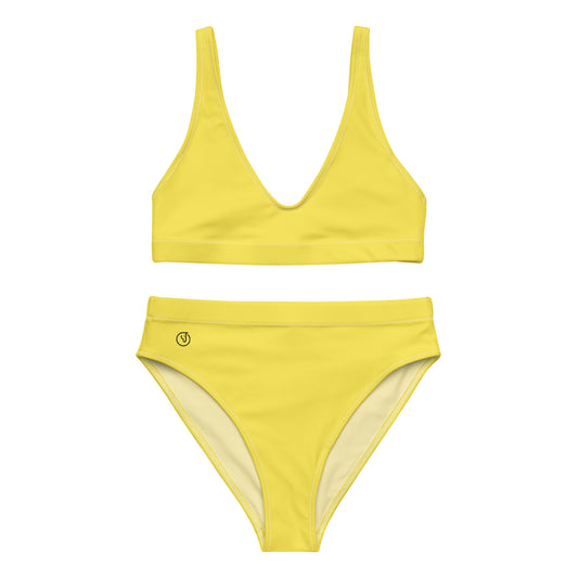 Humble Sportswear, women's Color Match yellow high waisted sport bikini set
