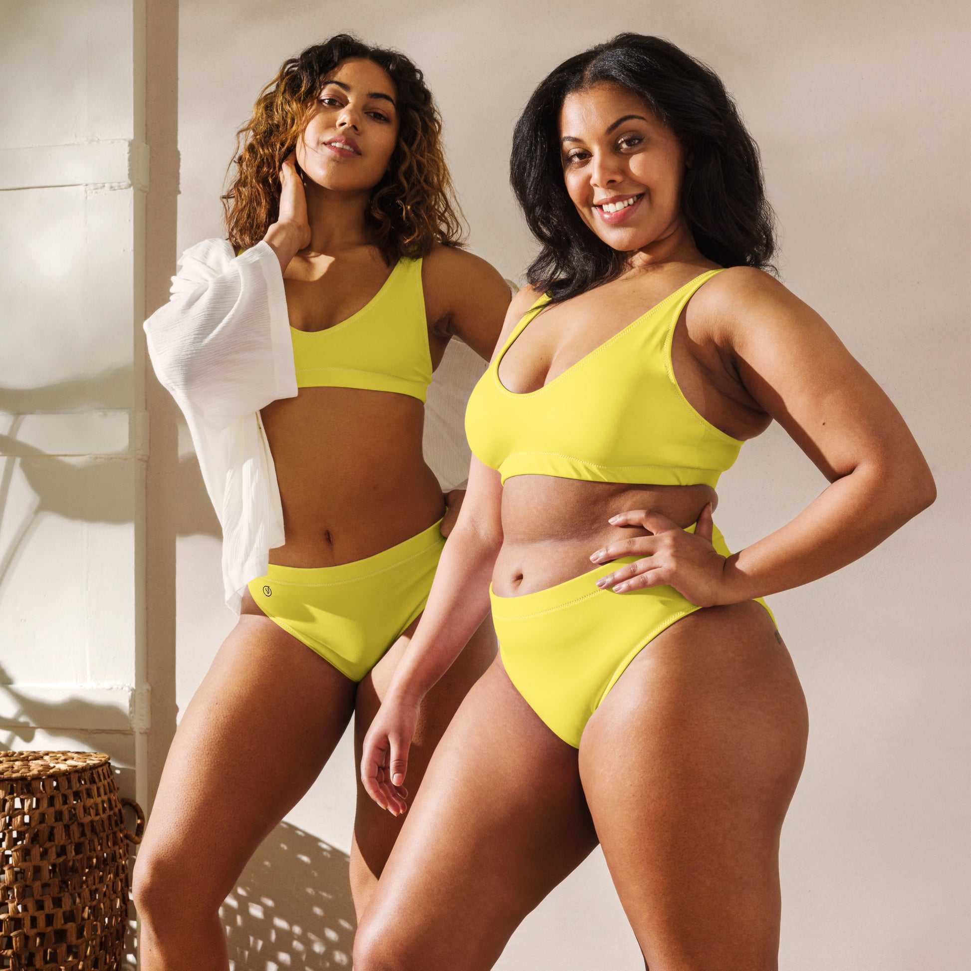 Humble Sportswear, women's Color Match yellow high waisted sport bikini set