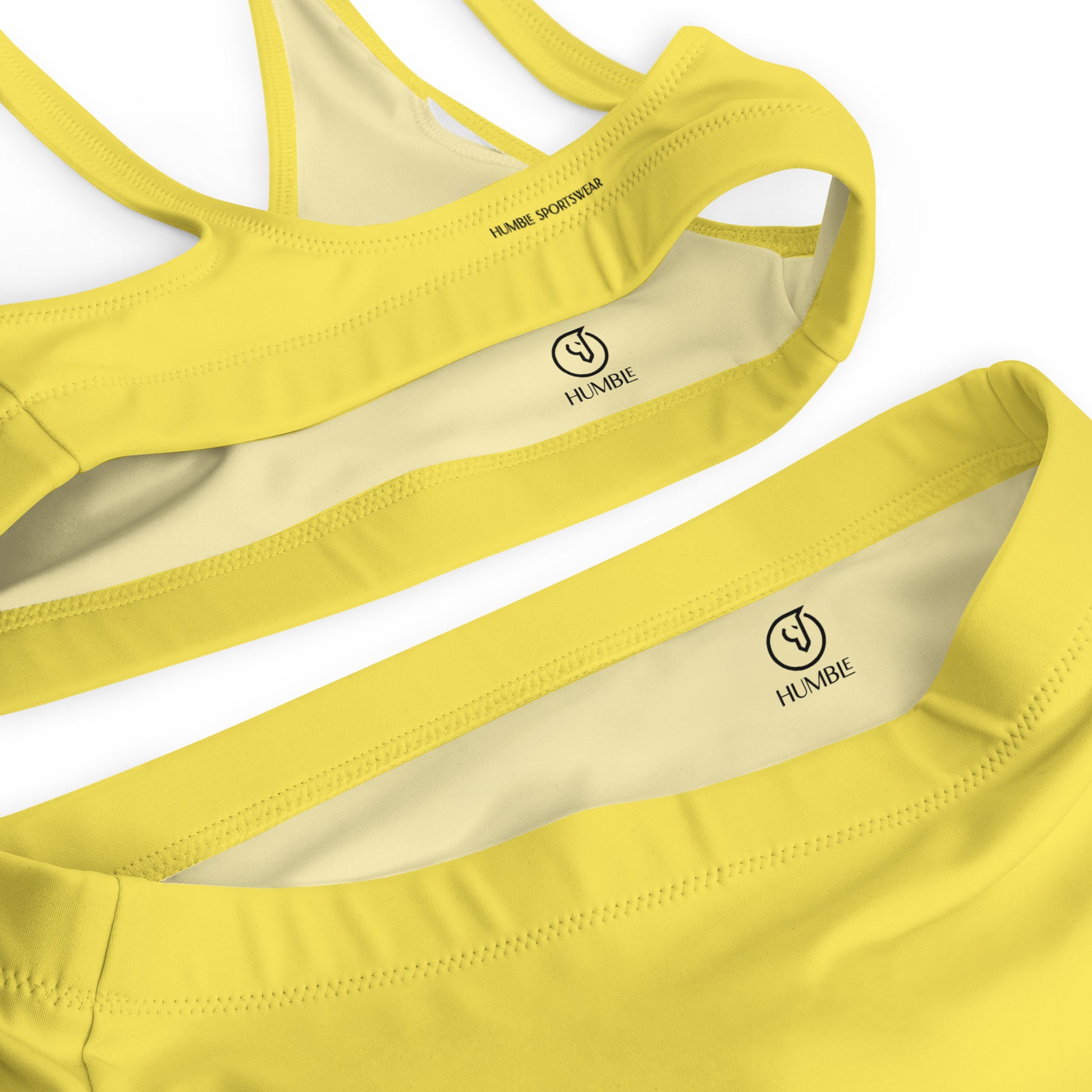 Humble Sportswear, women's Color Match yellow high waisted sport bikini set