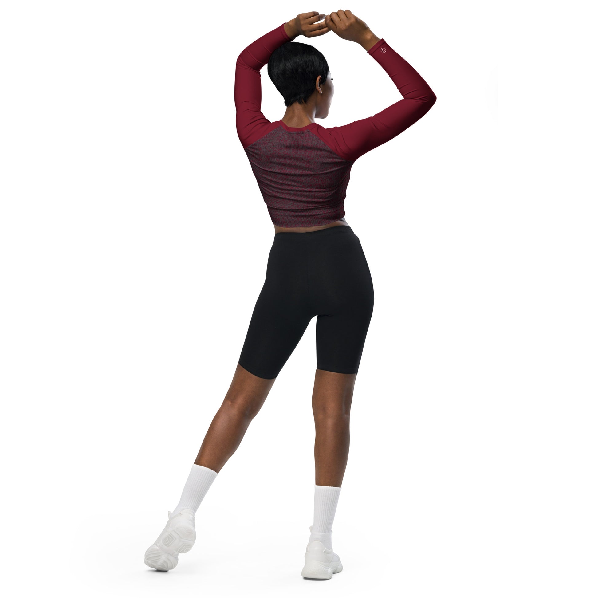 Humble Sportswear women's long sleeve burgundy red compression crop top