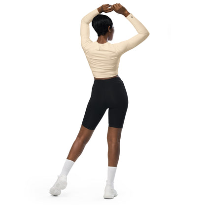 Humble Sportswear women's color match buff colored long sleeve compression crop top