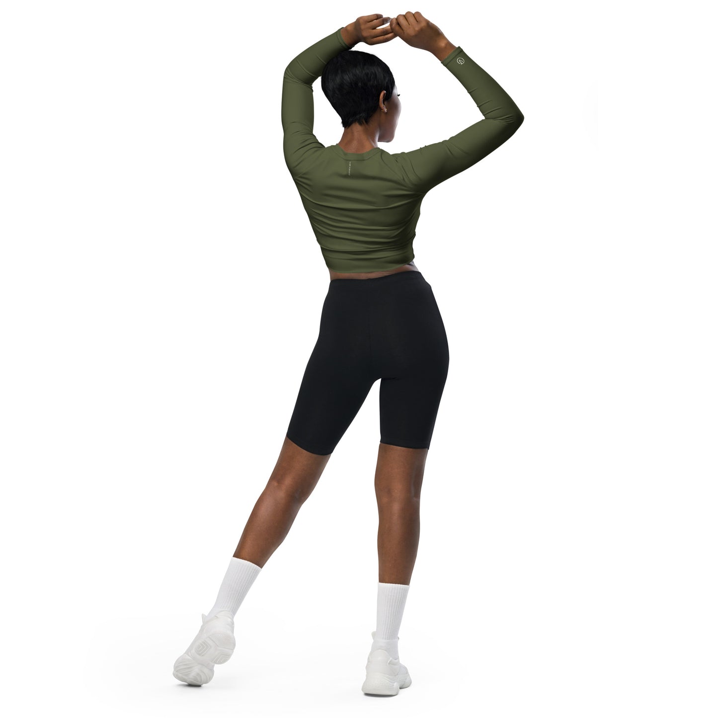 Humble Sportswear women's long sleeve compression cropped top green color match