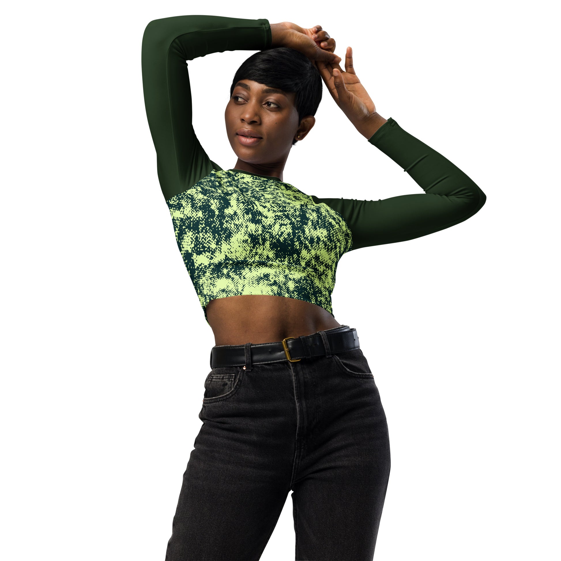 Humble Sportswear women's long sleeve compression crop top green 