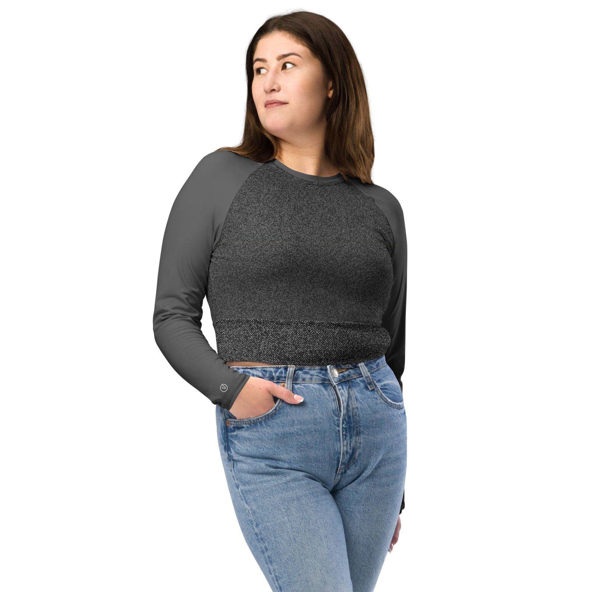 Humble Sportswear women's long sleeve grey compression crop top