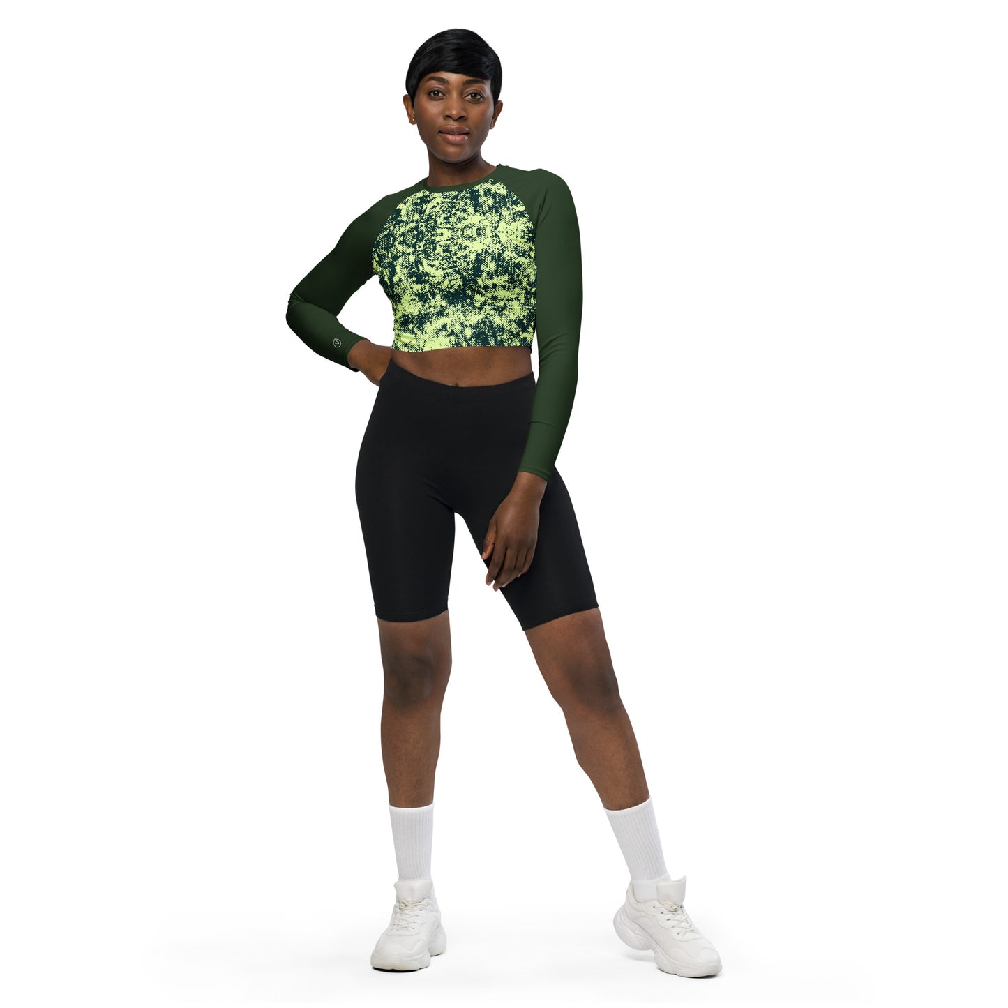 Humble Sportswear women's long sleeve compression crop top green 