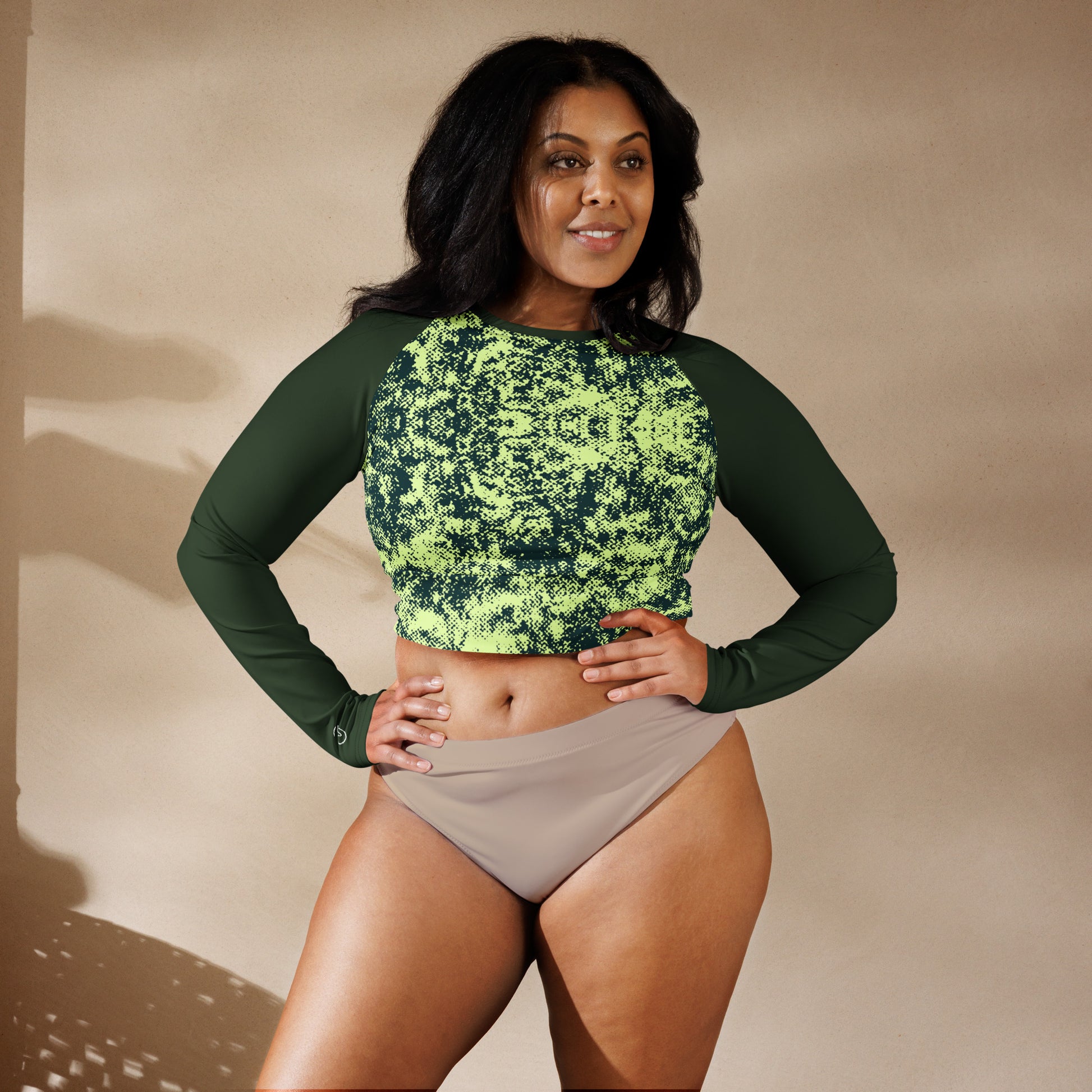 Humble Sportswear women's long sleeve compression crop top green 