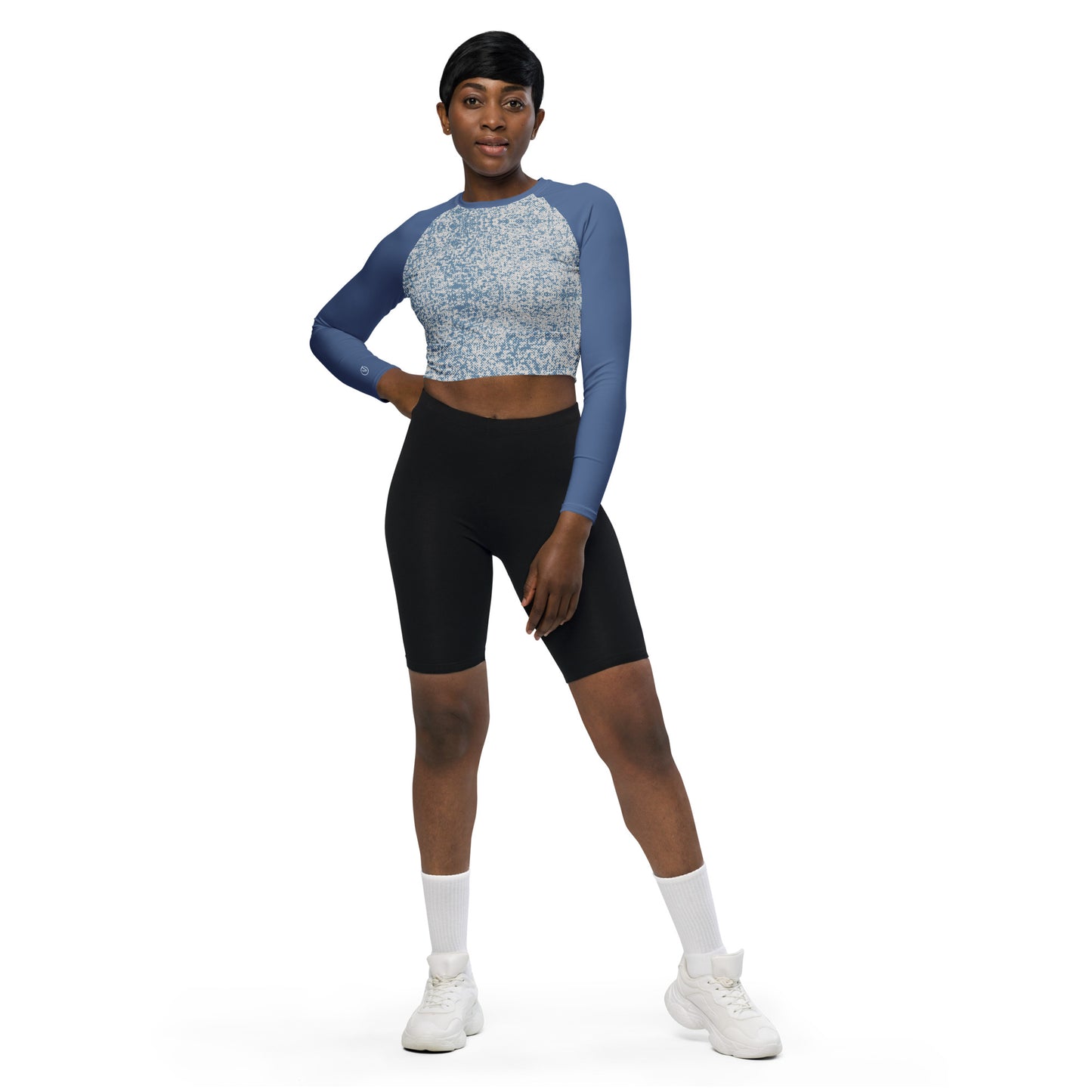 Humble Sportswear women's long sleeve blue compression crop top