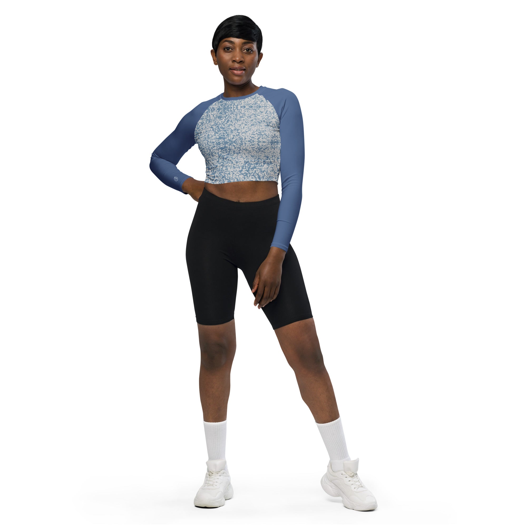 Humble Sportswear women's long sleeve blue compression crop top