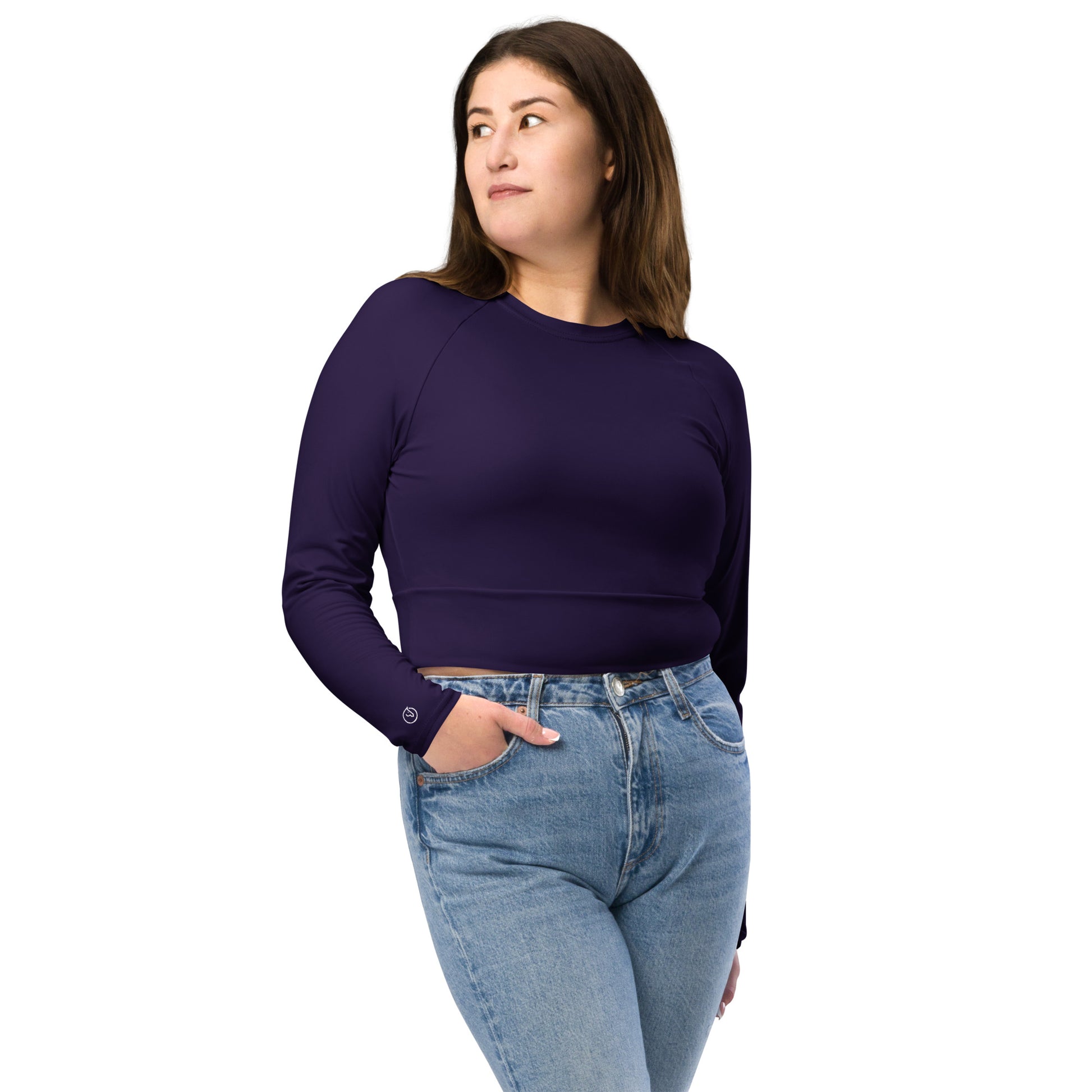 Humble Sportswear women's purple color match long sleeve color match compression crop top