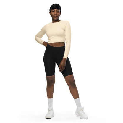 Humble Sportswear women's color match buff colored long sleeve compression crop top