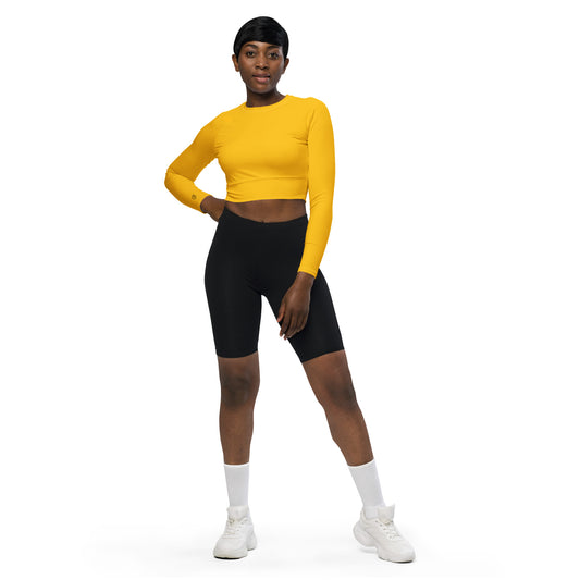 Humble Sportswear women's color match yellow long sleeve compression crop top