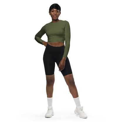 Humble Sportswear women's long sleeve compression cropped top green color match