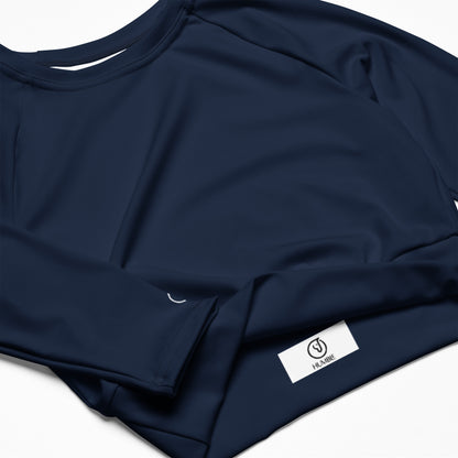 Humble Sportswear women's color match navy long sleeve compression crop top