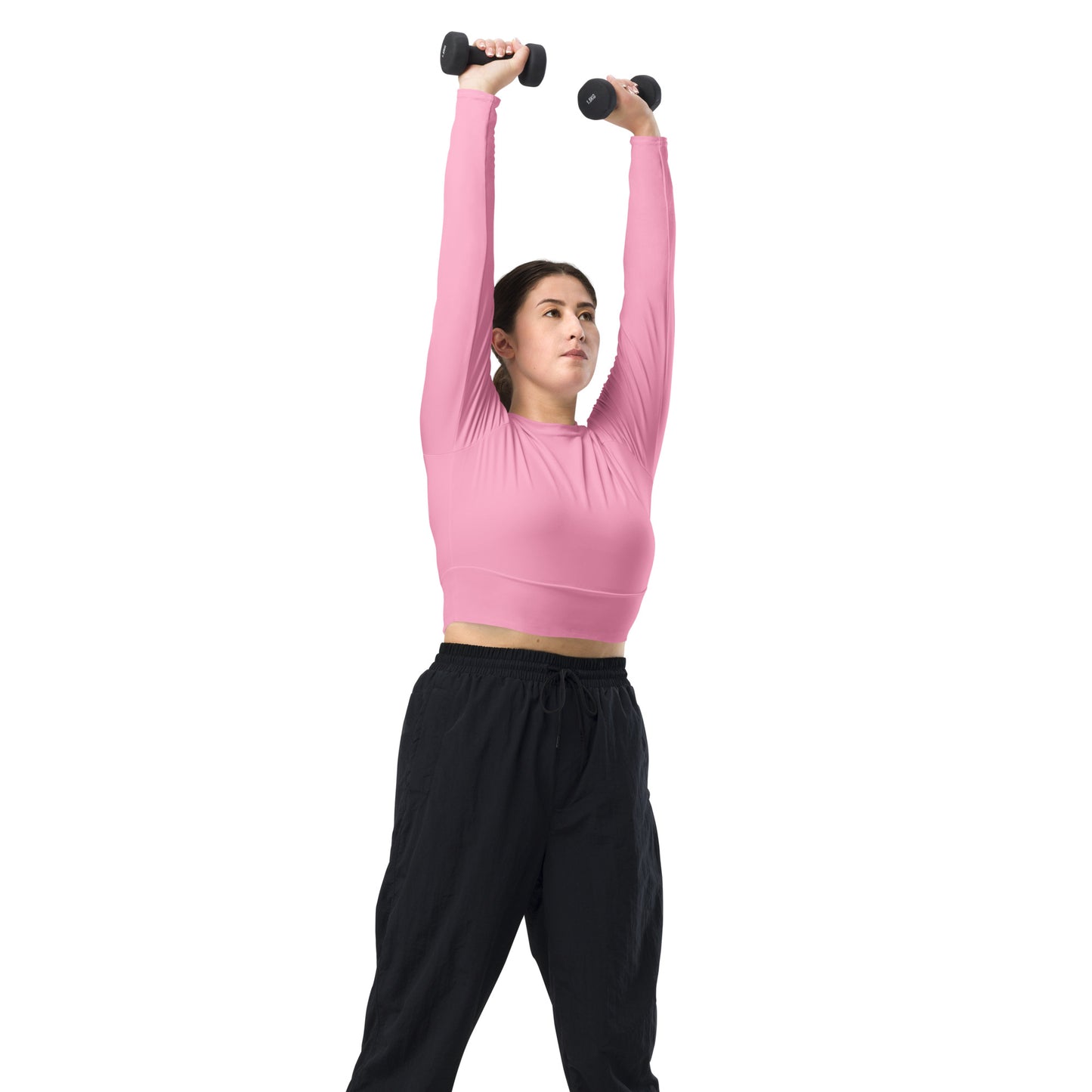 Humble Sportswear women's long sleeve pink cropped compression top