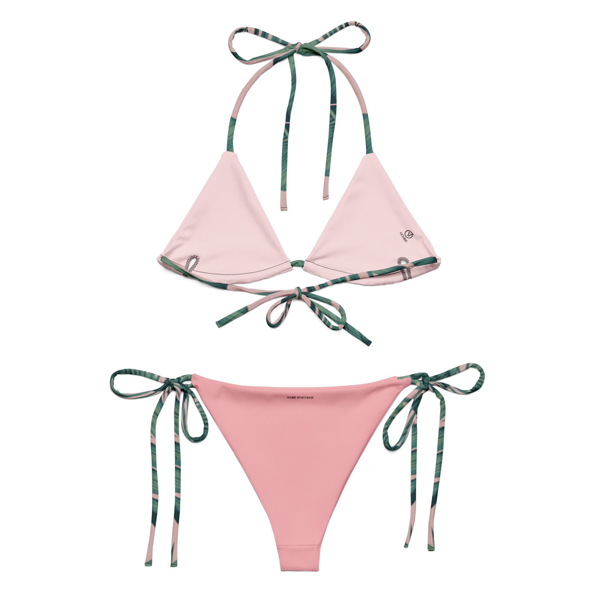 Humble Sportswear, women's tropical palm pink recycled string bikini