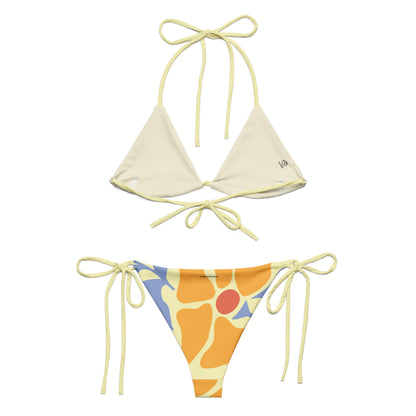 Humble Sportswear, women's yellow floral abstract two piece string bikini set