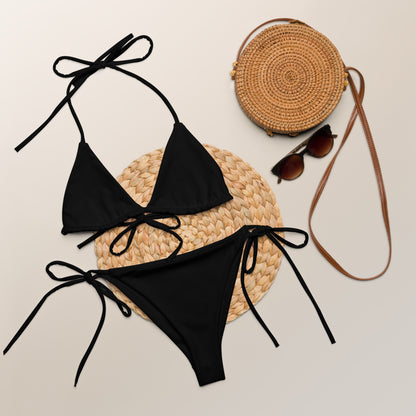 Humble Sportswear, women's Color Match black eco-friendly two-piece string bikini set 