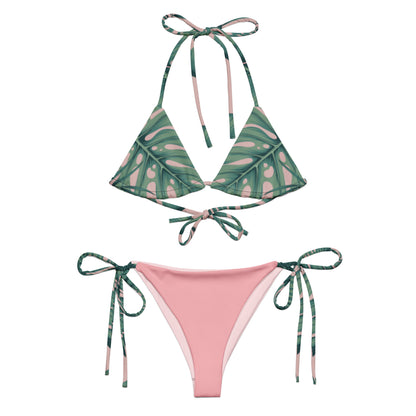 Humble Sportswear, women's tropical palm pink recycled string bikini