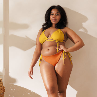 Humble Sportswear, women's two-piece Color Match orange yellow string bikini set 