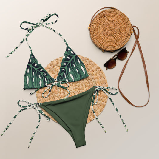 Humble Sportswear, women's tropical palm tree all over print two-piece string bikini