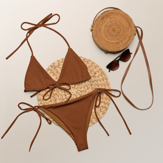 Humble Sportswear, women's Color Match brown string bikini, micro bikini
