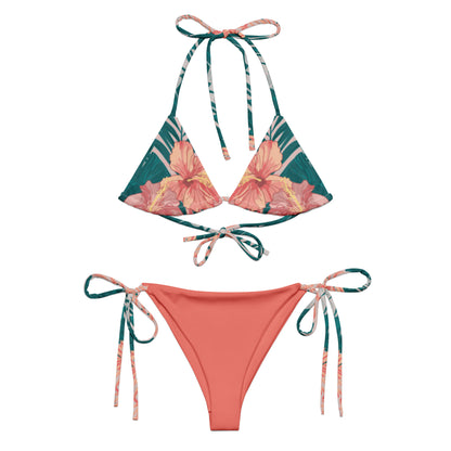 Humble Sportswear, women's tropical floral pink all-over print micro string bikini