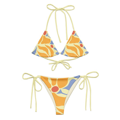 Humble Sportswear, women's yellow floral abstract two piece string bikini set