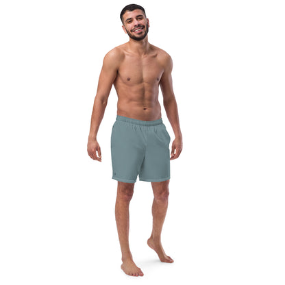 Humble Sportswear, Men's Color Match slate blue moisture-wicking swim trunks with pockets
