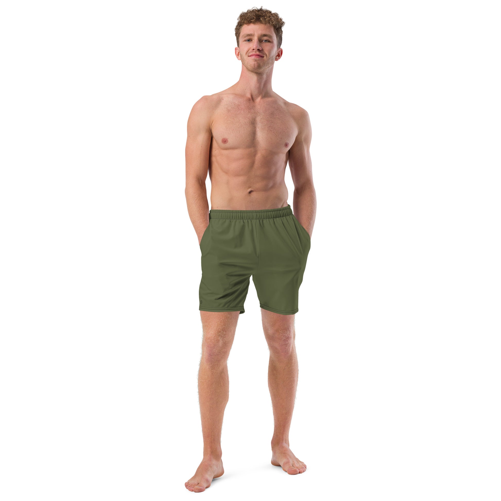 Humble sportswear, men's Color Match green anti-chaffing beach swim trunks with moisture-wicking fabrics