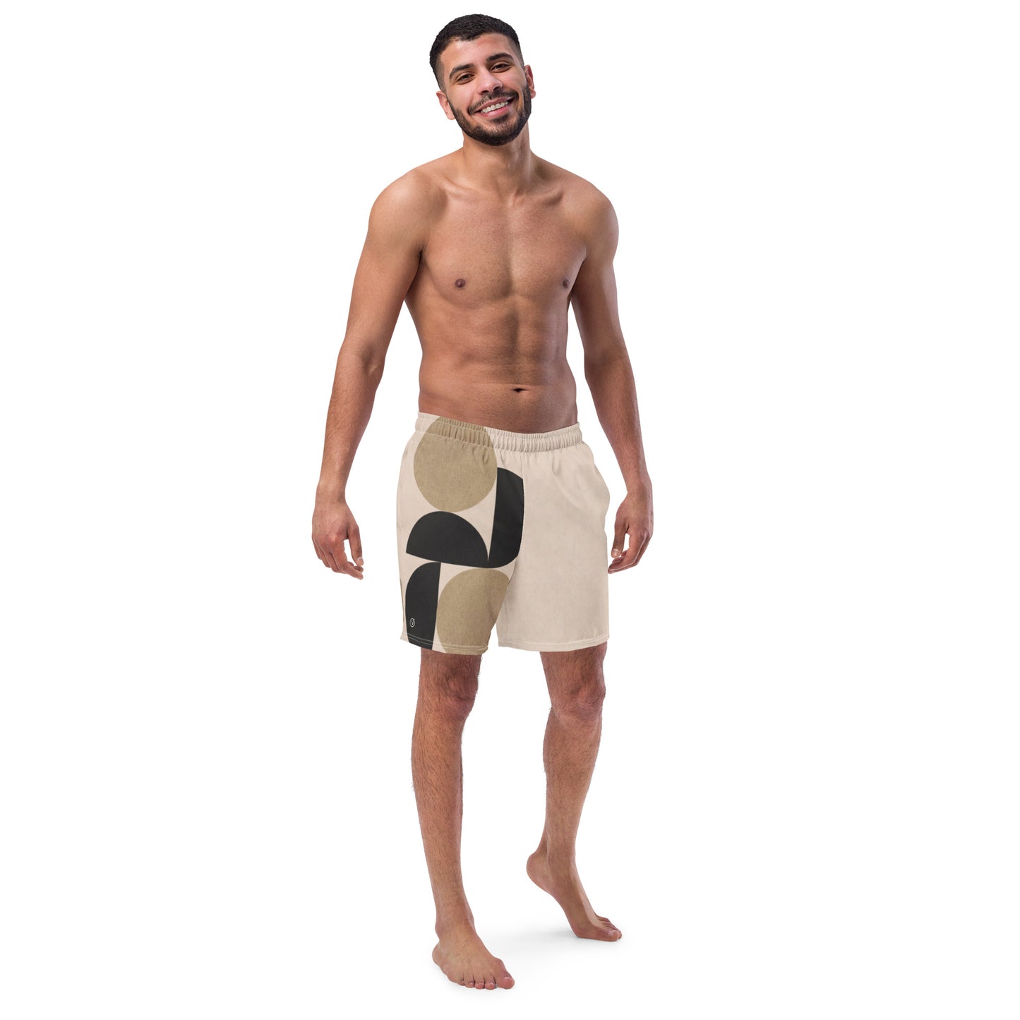 Humble Sportswear, men's moisture-wicking anti-chafing mesh liner abstract print swim trunks