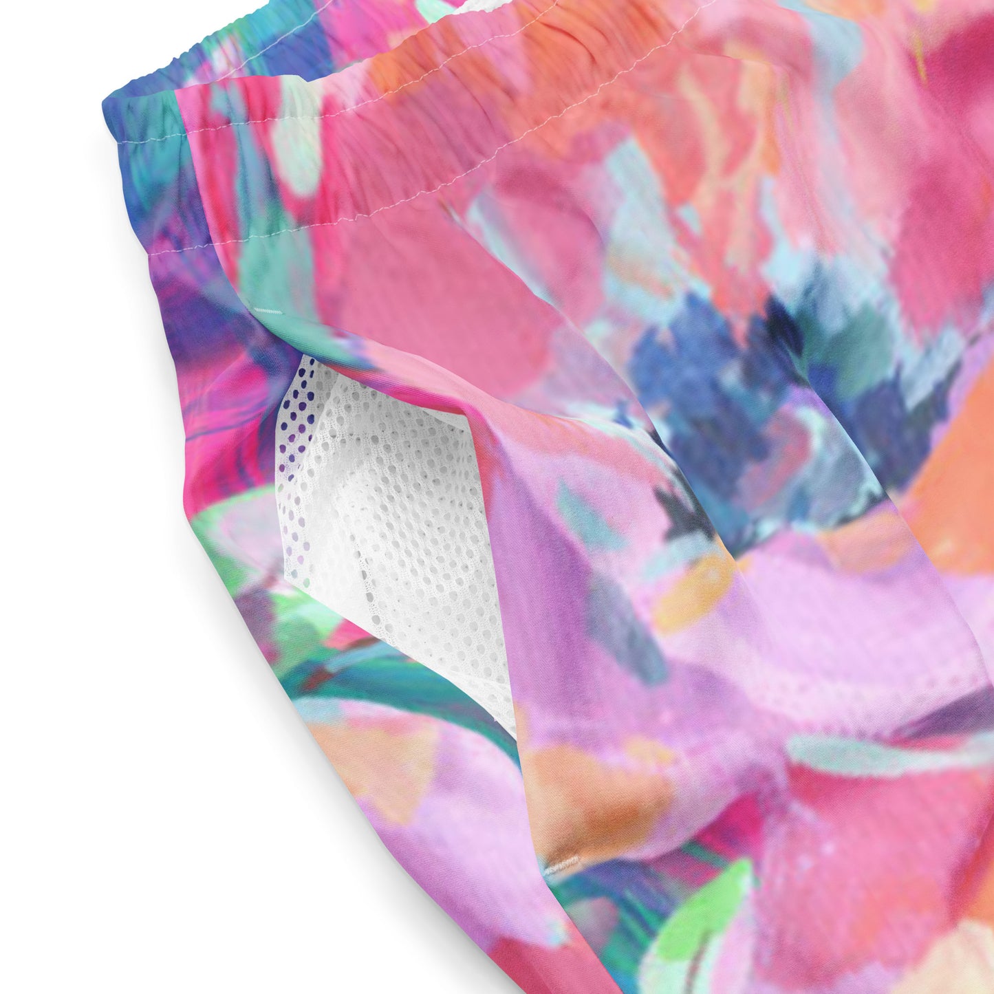 Humble Sportswear™ men's abstract floral pink mesh swim trunks